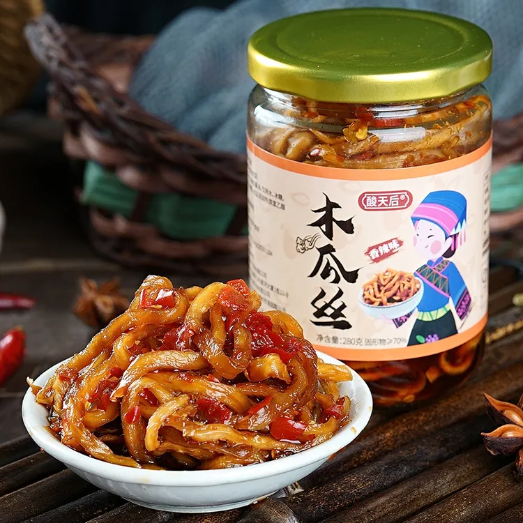 广西特产香辣木瓜丝酱菜木瓜丁咸菜木瓜条开胃脆爽280g/518g/瓶