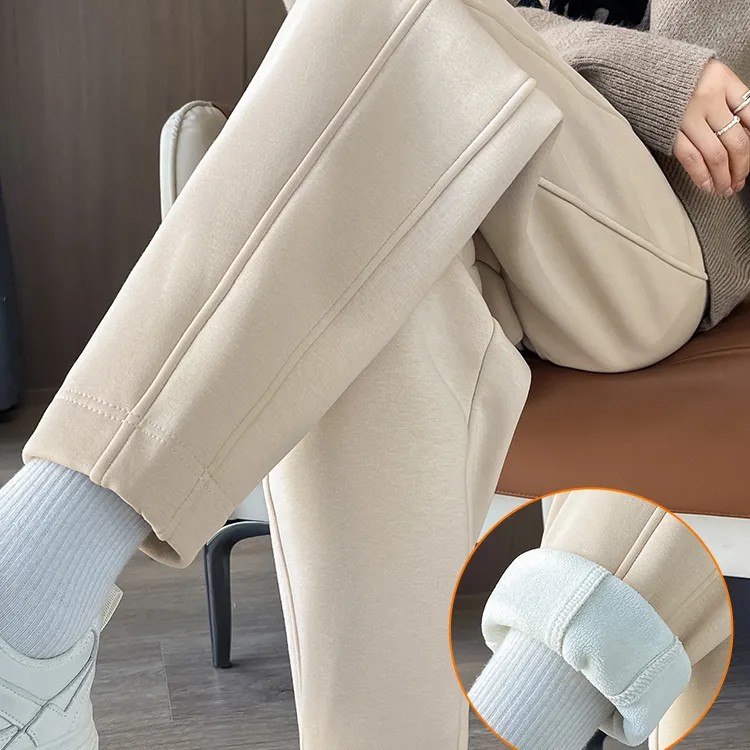 加绒卫裤女冬季显瘦松紧腰哈伦小个子秋冬加厚锥形直筒萝卜裤保暖