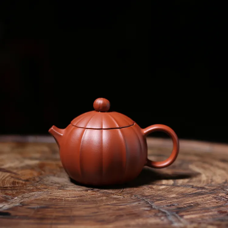 潮州原矿朱泥小容量半手工紫砂壶冲罐茶壶小品南瓜壶155毫升