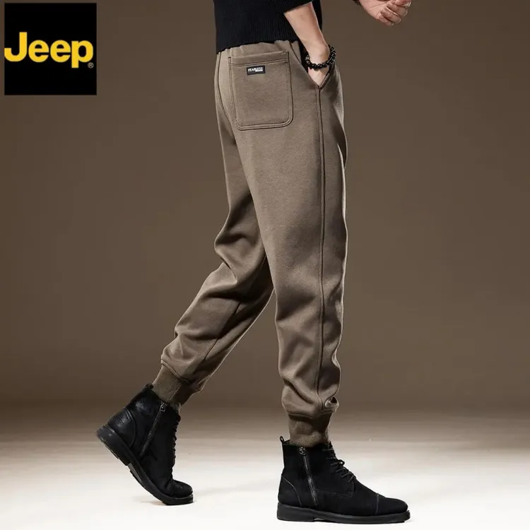 jeep吉普复古运动针织卫裤男2025秋冬松紧腰束脚宽松男士休闲裤子