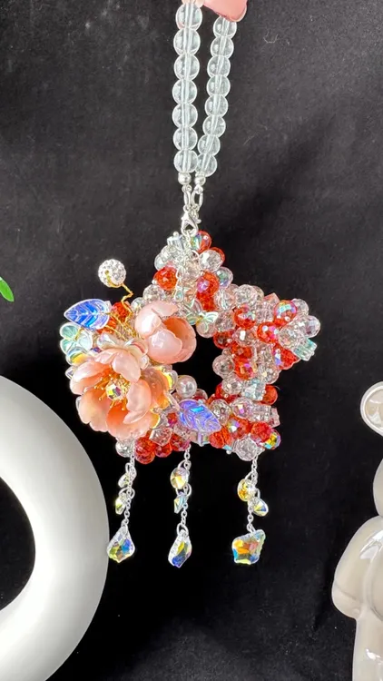 高档五角星簪花车挂汽车后视镜挂件高级感纯手工DIY