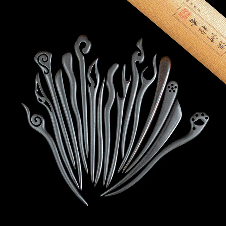 【直播专属】黑檀绿檀金丝檀diy发簪女新中式高级感按摩梳檀木手镯