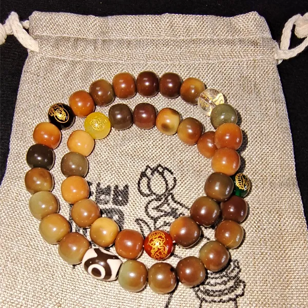 非金属木质手链 时尚敦煌渐变菩提子五路财神单/双圈手串男女通用