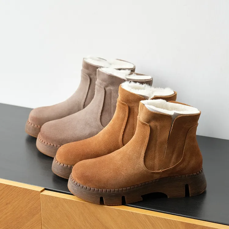 轻松搭配马丁靴 澳洲羊毛一体女短靴2024年冬季新款加厚保暖靴子