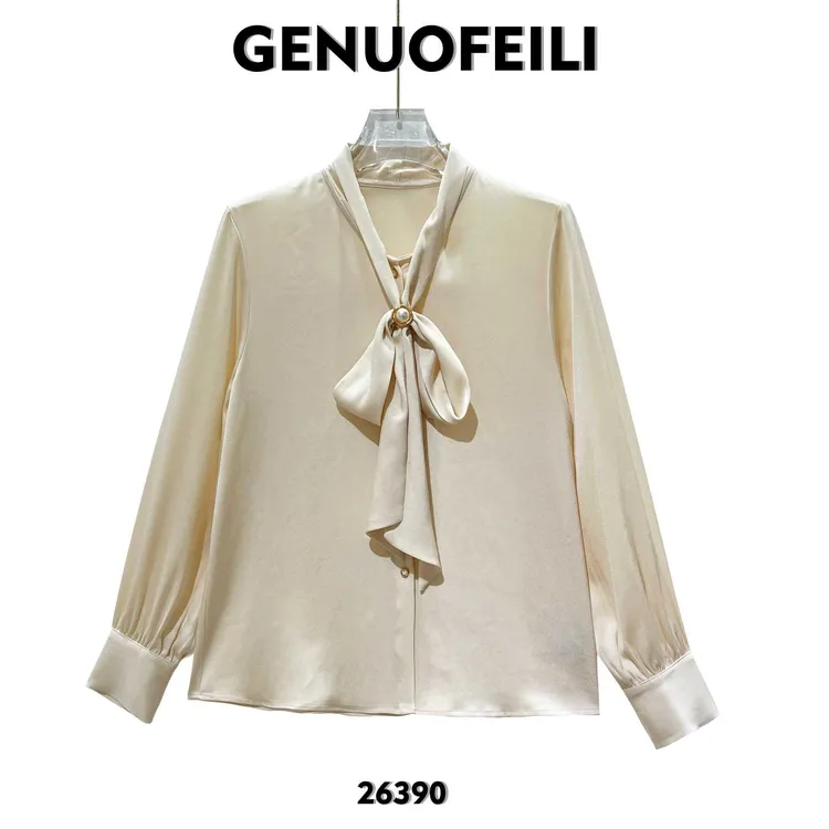 【ELALI】26390法式气质外穿长袖轻奢飘带领复古衬衫洋气衬衣上衣