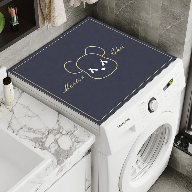 硅藻泥床头柜盖吸水防滑洗衣机盖垫家用潮牌冰箱防尘罩顶盖布简约