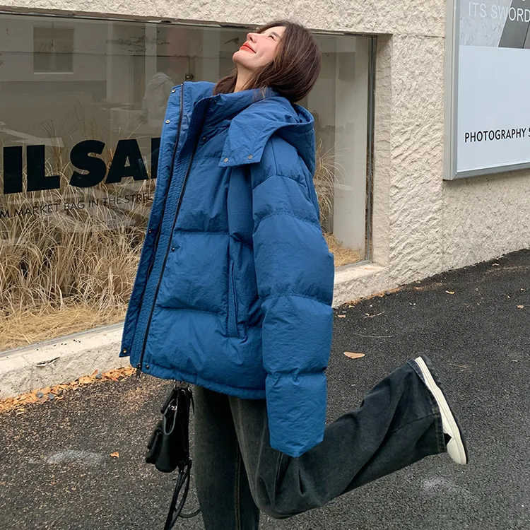 克莱因蓝色90白鸭绒羽绒服女2025冬季新款宽松休闲小个子加厚外套