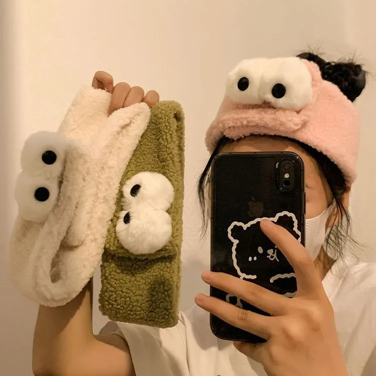 可爱眼睛宽边束发带可调节洗脸专用毛绒发带女敷面膜发箍卡通头套