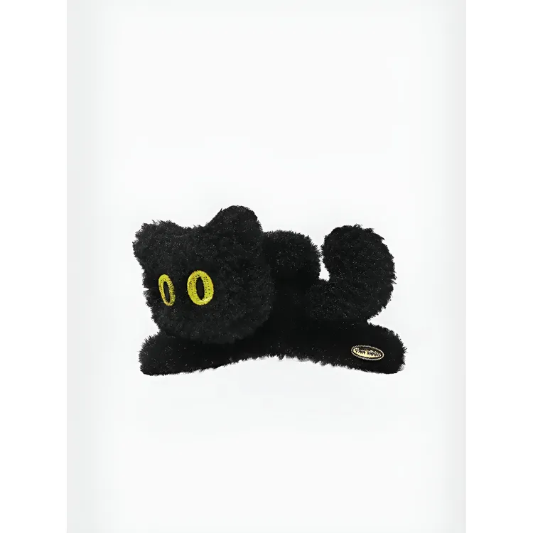 头饰新款韩版毛绒立体猫咪抓夹可爱盘发鲨鱼夹发夹子女后脑勺发抓