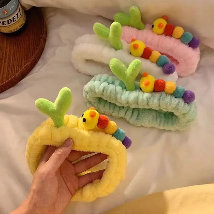 女发箍卡通毛毛虫洗脸发带森系小清新敷面膜专用毛茸茸秋冬束发带