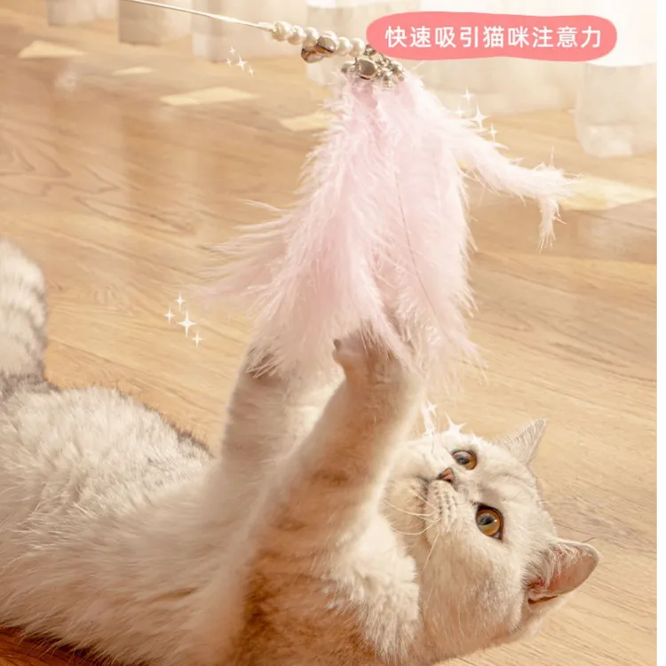 逗猫棒自嗨铃铛羽毛宠物用品猫猫玩具磨牙耐咬自嗨解闷发声玩具