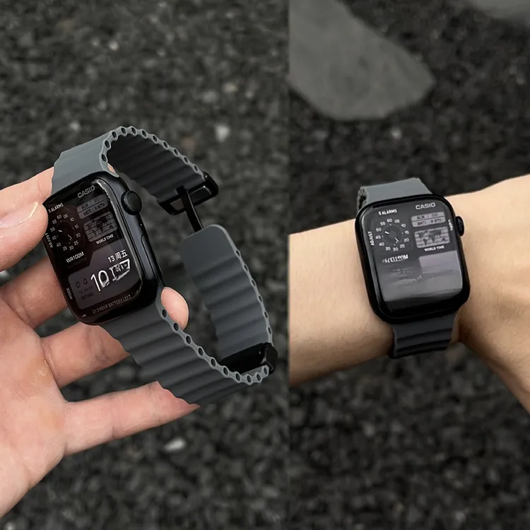 新款海洋硅胶磁吸适用苹果手表带S11/10/SE/ultra表带运动舒适