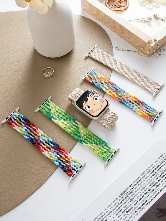 爆款单圈编织透气弹力表带适用苹果手表带S11/10/SE/ultra表带