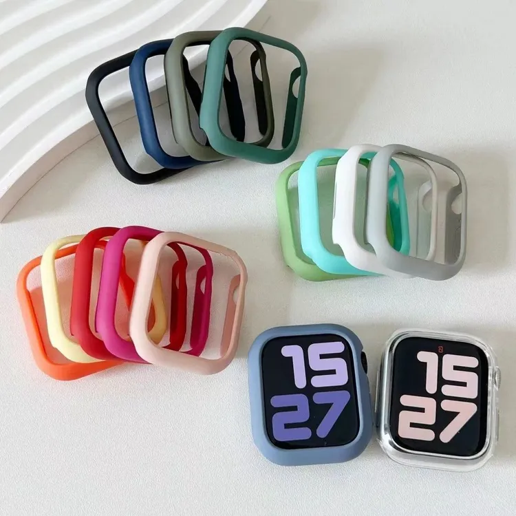 适用苹果ApplewatchS10/9/8SEultra手表表带糖果色边框壳保护硬壳