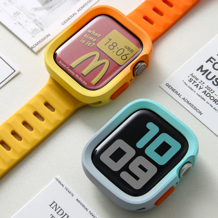 拼色高质感防摔iwatch软壳保护壳适用于applewatchS9S876SEultra2