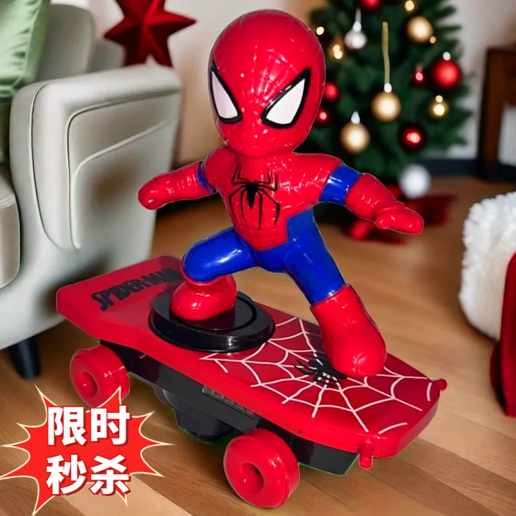 发光蜘蛛侠特级电动滑板车特大号蜘蛛侠玩具儿童技炫酷翻滚滑板车