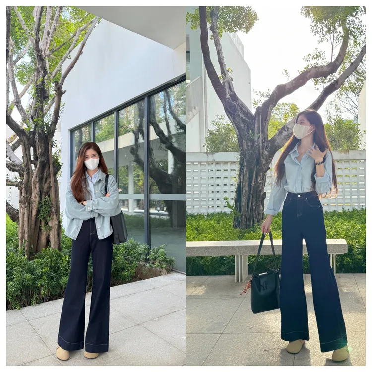 2024高腰时尚-四面弹-轻奢-莱赛尔牛仔裤喇叭气质