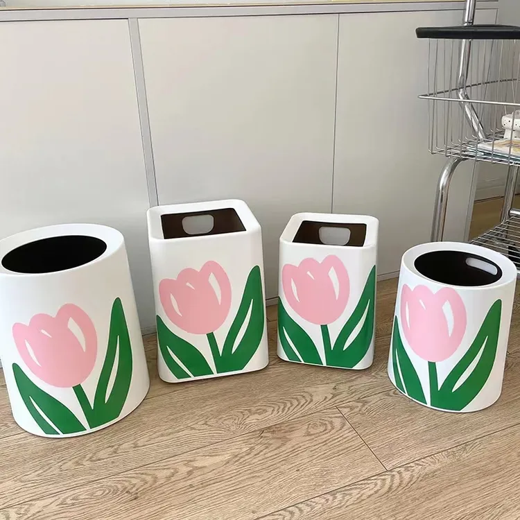 郁金香垃圾桶ins风客厅大容量垃圾桶家用卧室双层创意卫生间纸