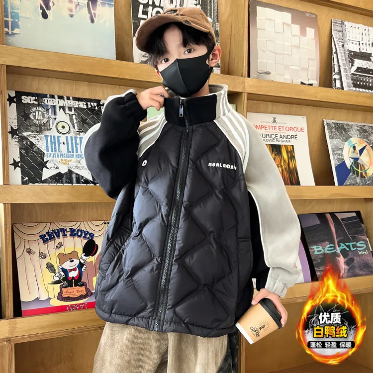 儿童装男童冬装轻薄羽绒服2024新款中大童冬季男孩加厚外套洋气潮