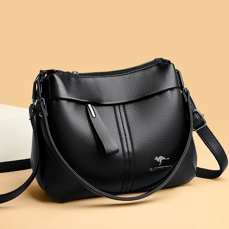 爆款真皮斜挎包女2024新款百搭牛皮中年妈妈包高级感多层单肩包软