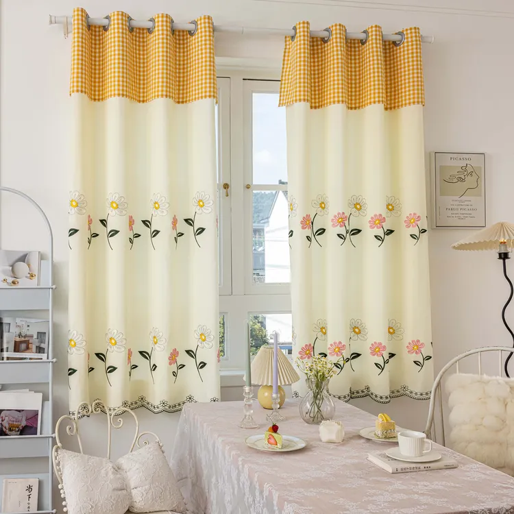 现货成品温馨纯棉透光不透人小窗帘短帘窗帘餐厅帘书房儿童房窗帘
