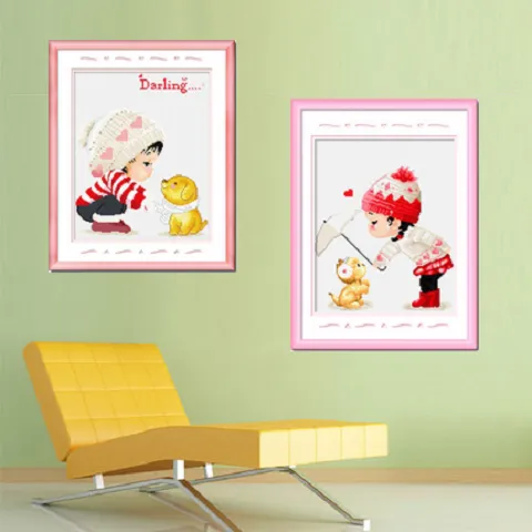 儿童十字绣简单绣小幅可爱宝宝系列卧室小件初学者小刺绣迷你清新