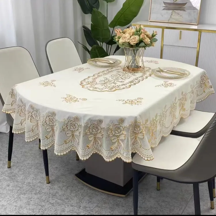 椭圆形桌布137x180欧式折叠餐桌布防水防烫防污免洗家用长方台布