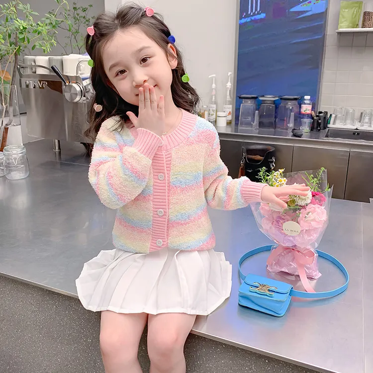 女童针织开衫中小童宝宝时髦洋气春秋季小香风毛衣上衣直播K2315