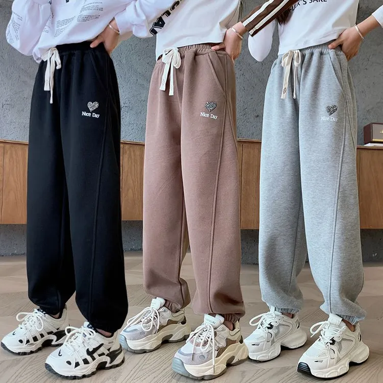 女童裤子秋冬款2025新款中大童冬款加绒长裤卫裤儿童运动女童裤子