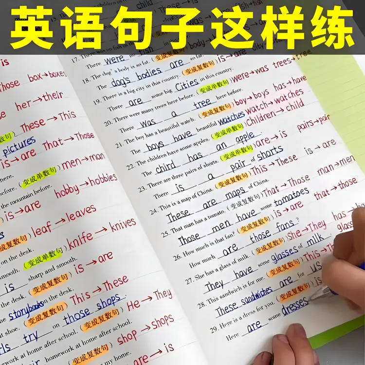 小学英语句子训练语法知识时态题练习册题总复习人教填空句型转换