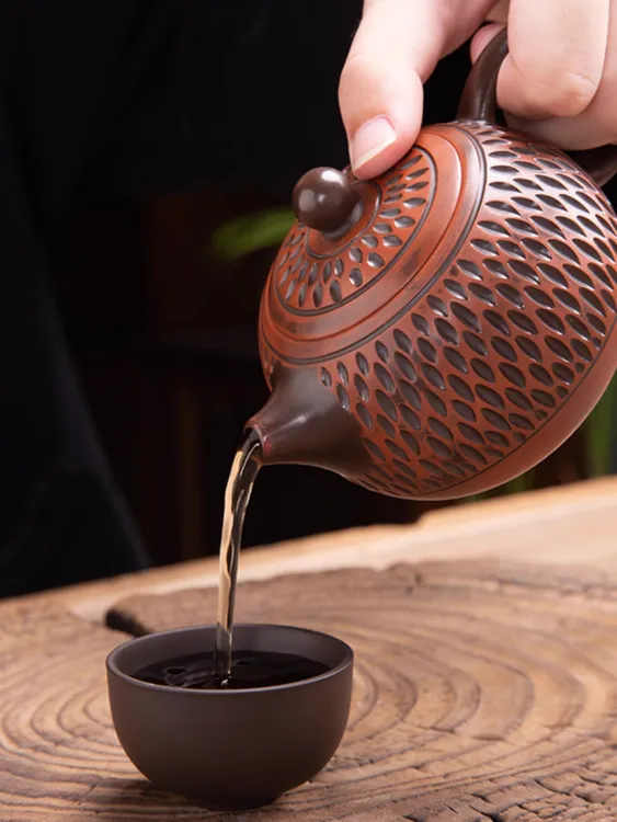 紫陶茶壶凤鸣中式手工锤西施壶单壶家用茶具功夫茶泡茶壶