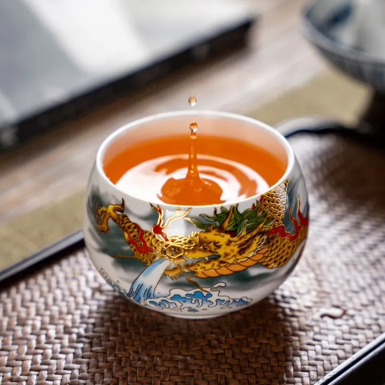 【宠粉补贴】高档龙腾四海大号主人杯品茗杯陶瓷茶杯（不变色）