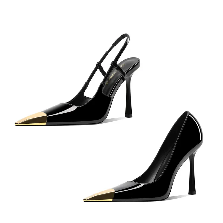 黑色浅口高跟鞋女2025年春夏新款法式方头细跟性感高跟鞋时尚百搭