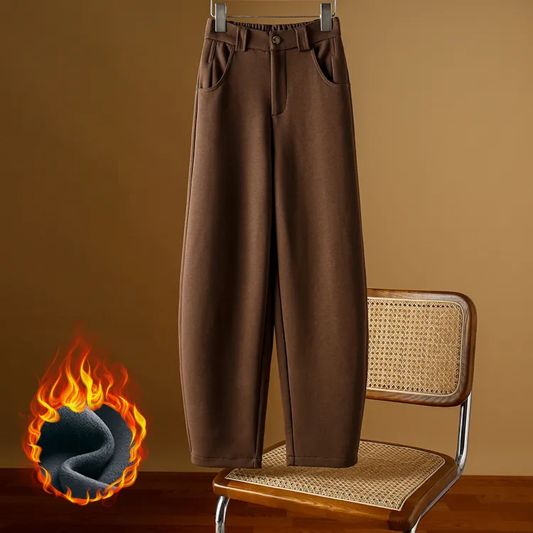 设计感弯刀裤女秋冬加绒加厚高腰显瘦香蕉裤垂坠感窄版阔腿镰刀裤