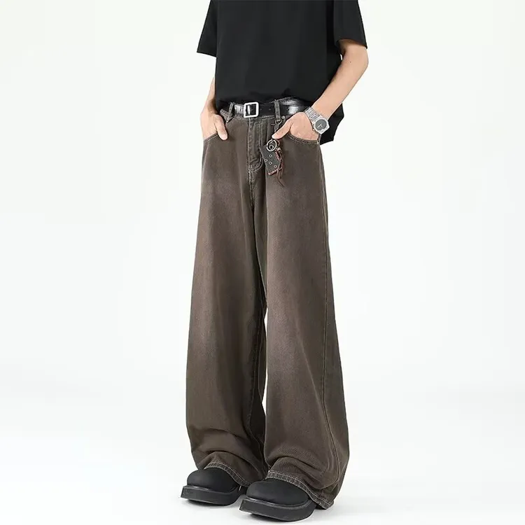 美式复古牛仔裤高腰长裤休闲潮牌直筒裤百搭2024新