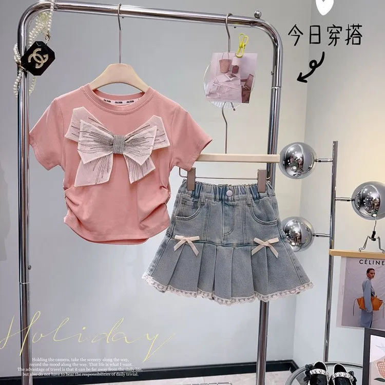 女童夏季套装2024新款儿童公主时尚小童女宝时髦甜美牛仔洋气女孩