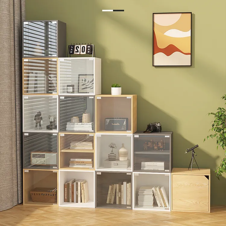 亚克力自由组合带门置物柜收纳强大承重格子柜防尘客厅储物柜矮柜