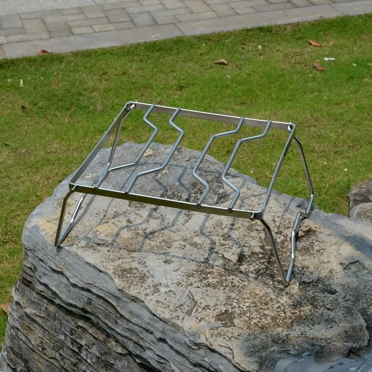 千奇梦户外野营便携不锈钢炉头支架烧烤套锅支架可折叠多功能烤网