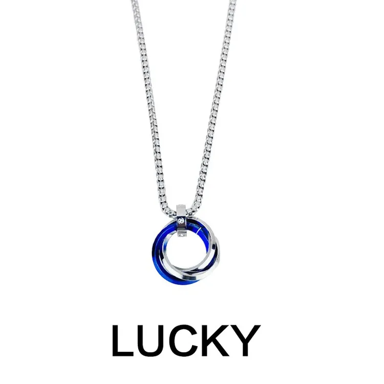 钛钢项链 三环项链男潮嘻哈小众夏季个性网红潮牌吊坠不掉色情侣