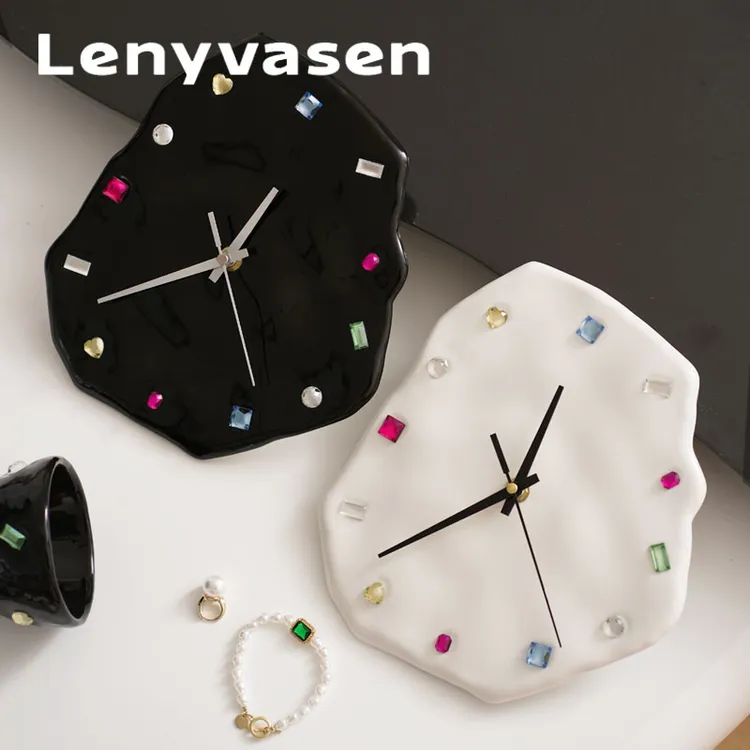 LENYVASEN 定格属于你的瞬间 宝石派对挂钟客厅陶瓷原创钻石钟表