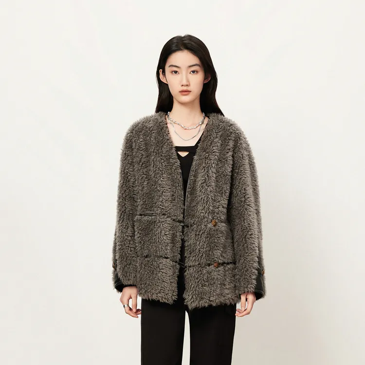 【商场同款】HPLY荷比俪冬季新款V领撞色休闲外套HZD42520350