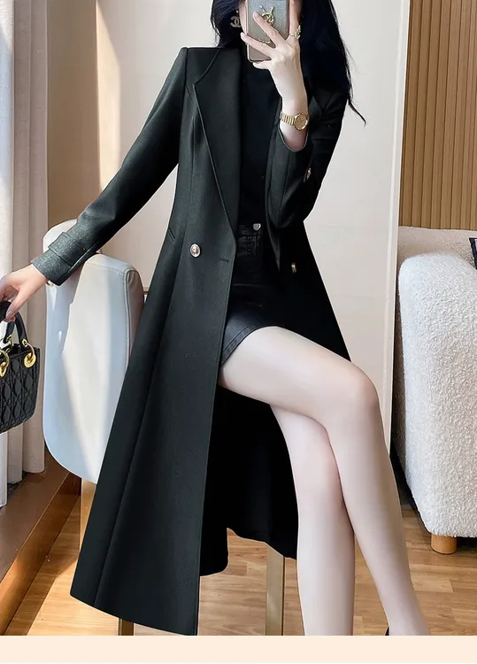 红色本命大衣25新款秋冬风衣外套女高端中长款收腰西服韩版高级感