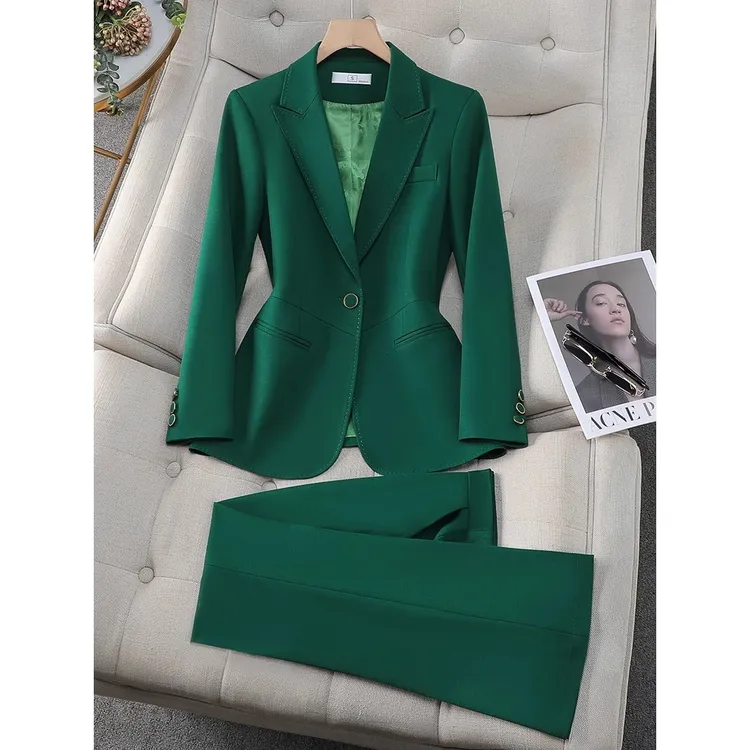 酒红色西装女装外套女春秋冬新款高端正装西服高端气质职业装工服