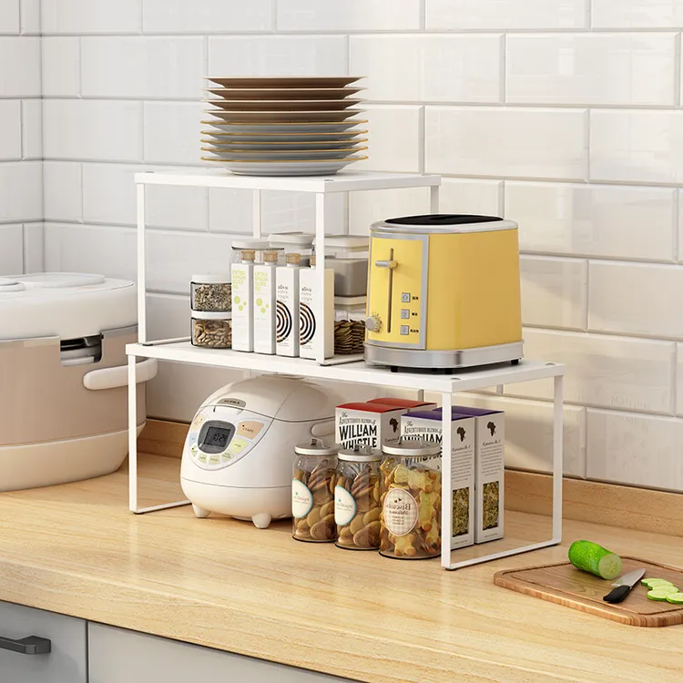 厨房用精品可伸缩层面置物架台面调料架桌面收纳隔层板置物架储物