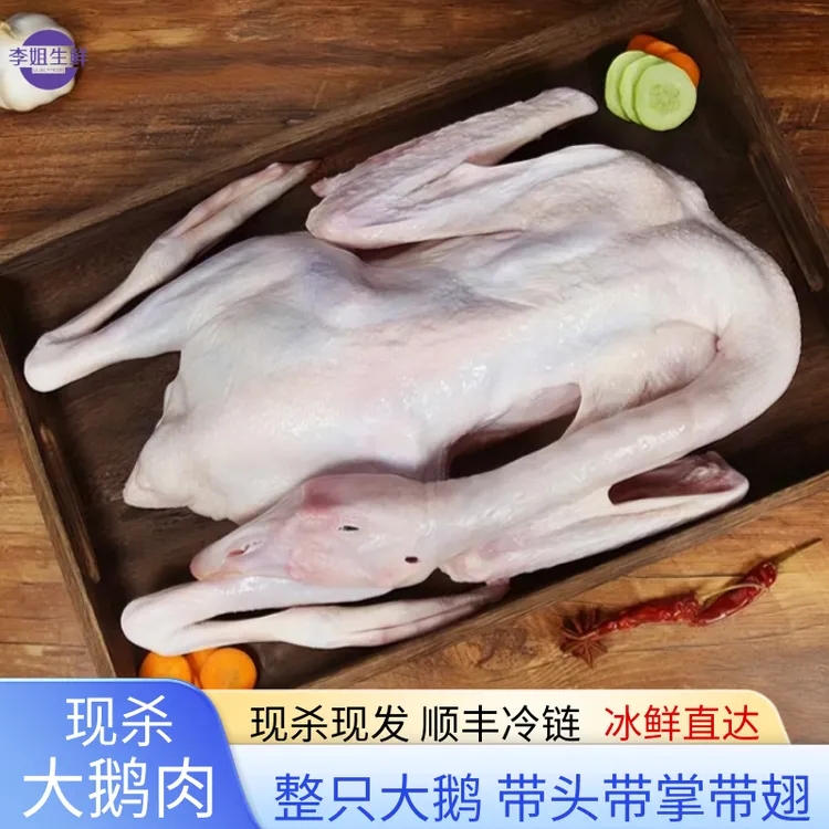 2只】净膛后净重6-8新鲜大白鹅整只冷冻白条鹅青年仔鹅1只铁锅炖鹅