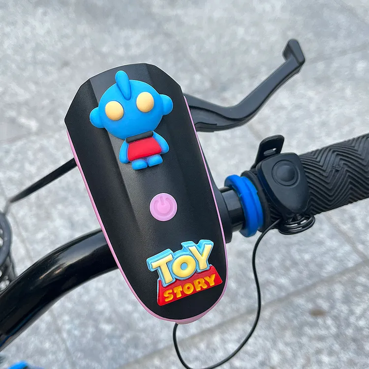 可爱儿童自行车夜骑灯骑行灯可充电喇叭超强光可防水山地车夜行灯