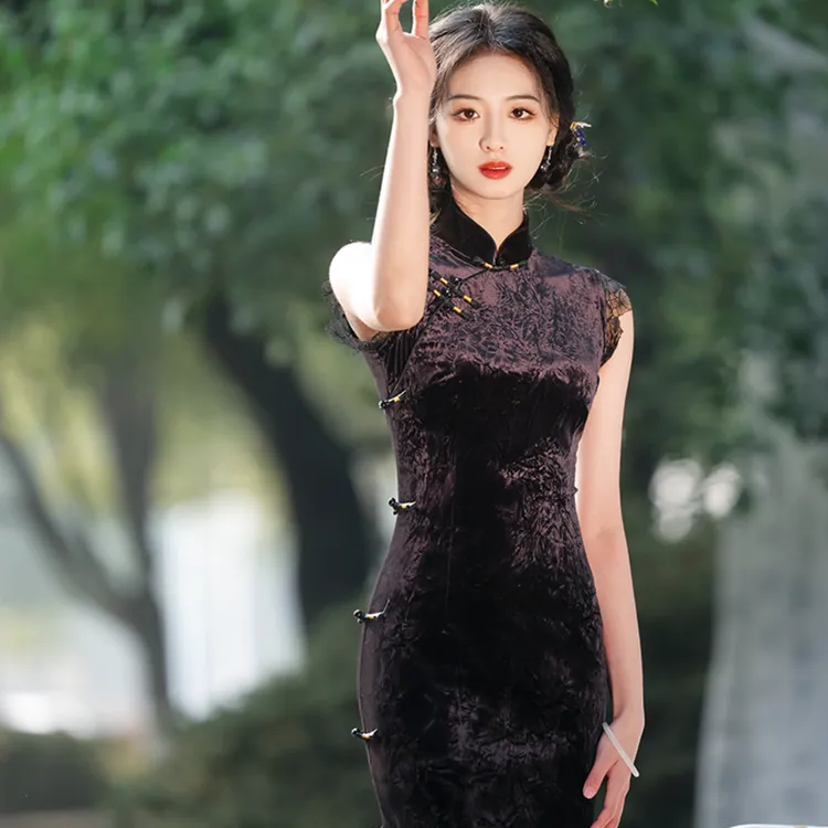 C翠新款春季高端百搭款优雅气质年会礼服