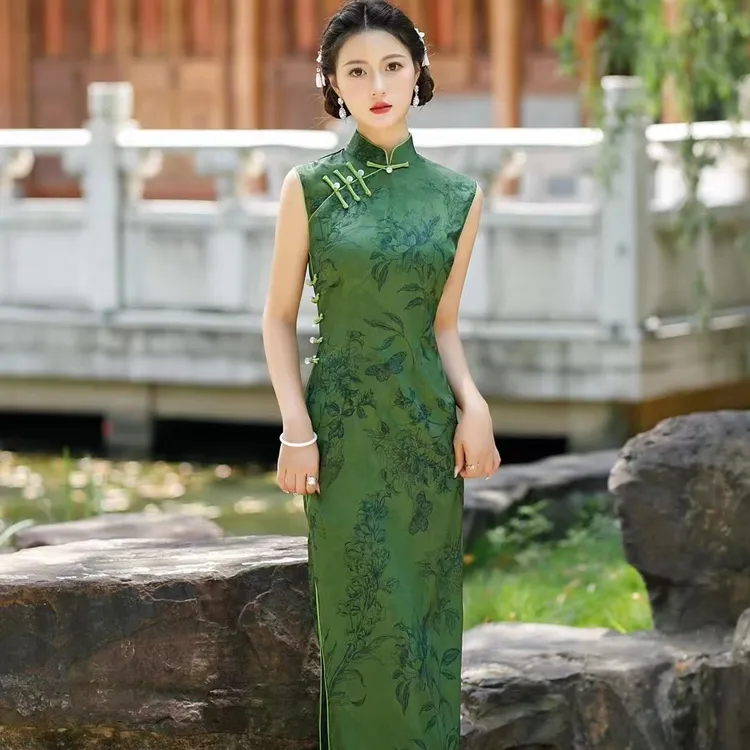 JML【梦览590】新中式气质高档民国复古无袖显瘦旗袍