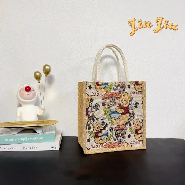 【中号】春季新款亚麻包大容量手提包包网红购物袋简约女包宝妈咪包