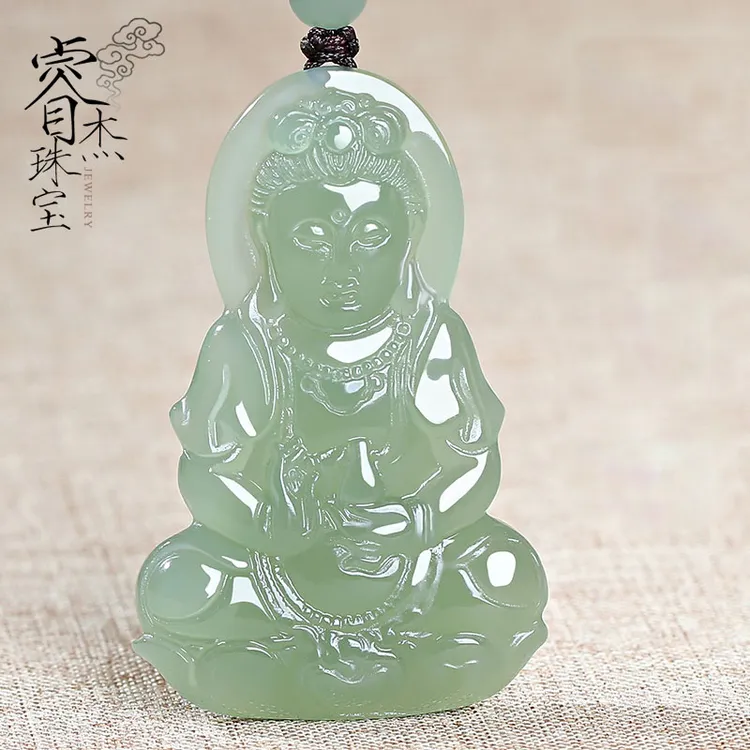 新品和田玉观音吊坠男双面雕刻观音头菩萨玉坠玉石项链玉佩项坠